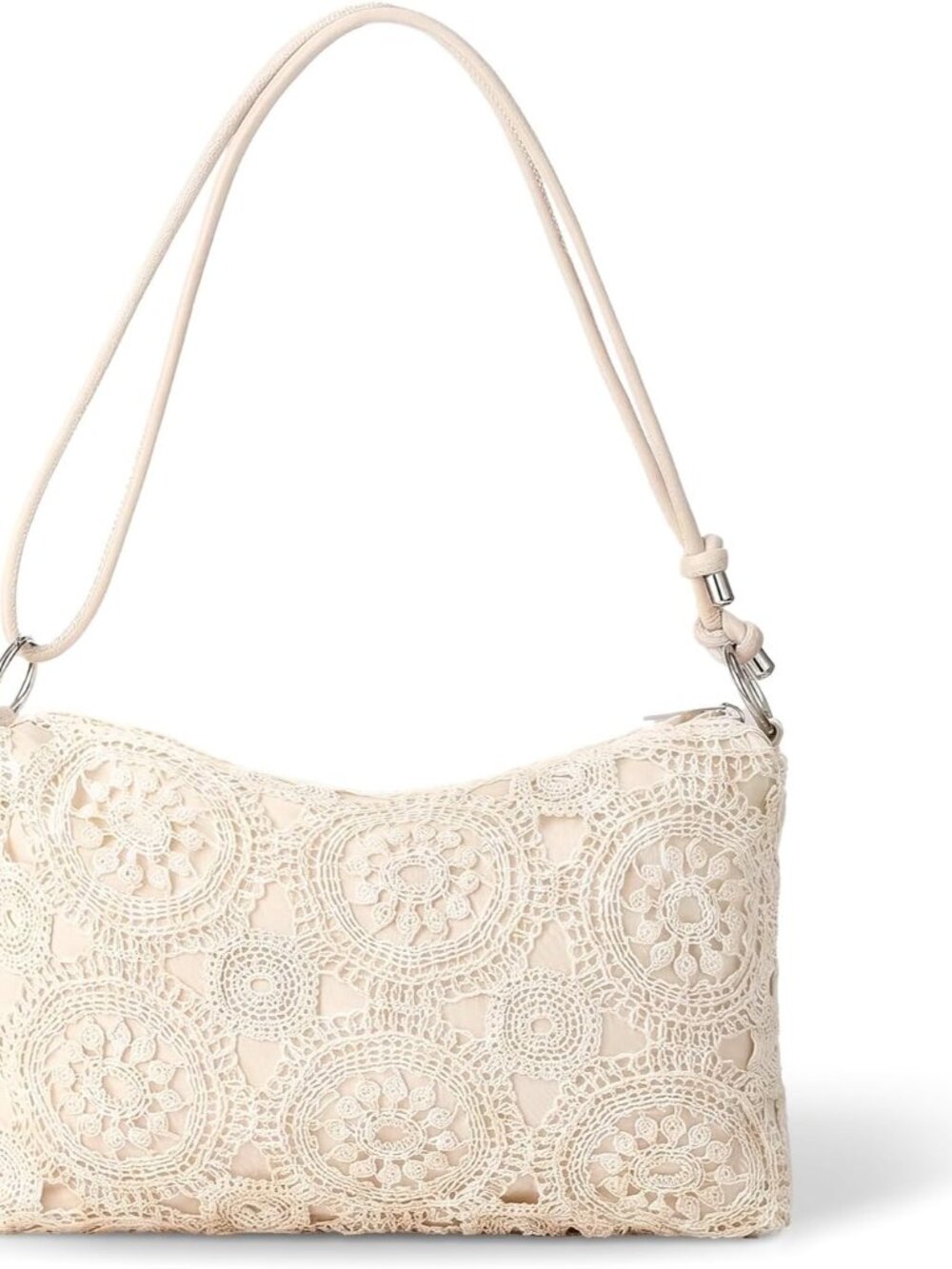 Crochet Purse for Women Summer Boho Beach Handbag Leather Hollow Floral Pattern